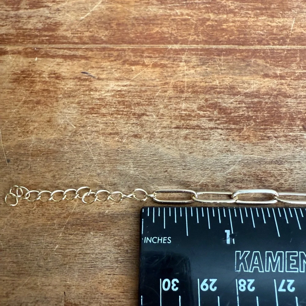 Two Gold Tone Bracelets Black Clover Leaf Clamper and Paper Clip Chain Style - Picture 11 of 11